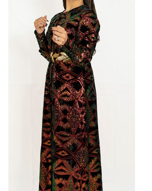 Black Velvet Base Covered With Colour Sequence