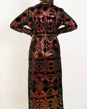 Black Velvet Base Covered With Colour Sequence