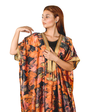 Leaves Print Bisht Abaya