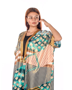 Silk Satin Multicolor Bisht