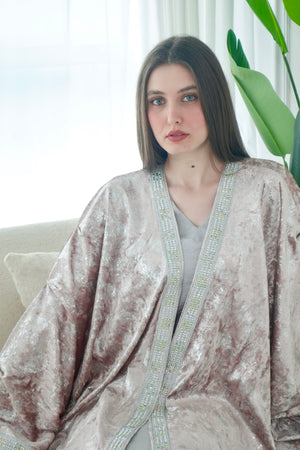 Velvet Pink Silver Bisht