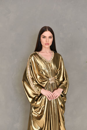 Metalic Swarovski Embroidered Kaftan Dress
