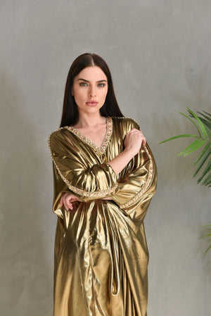 Metalic Swarovski Embroidered Kaftan Dress