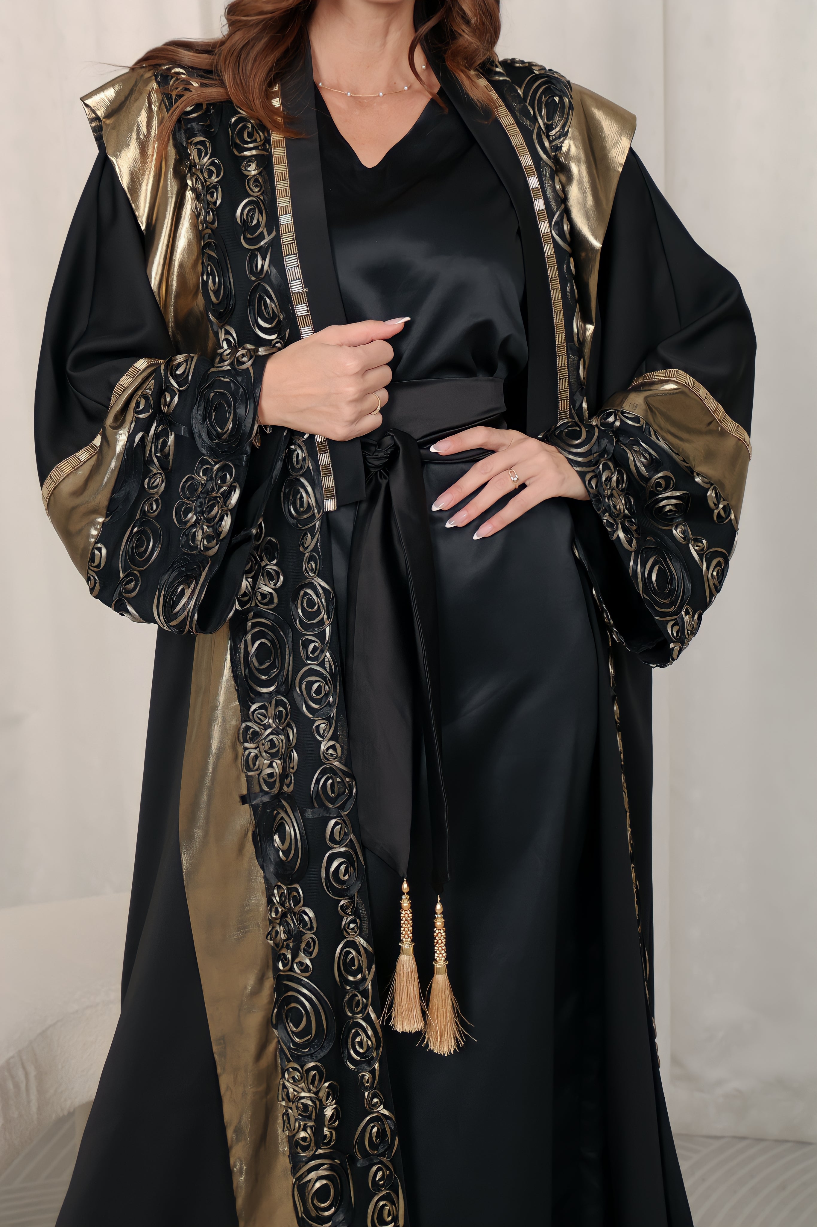 Black Crepe Satin Abaya
