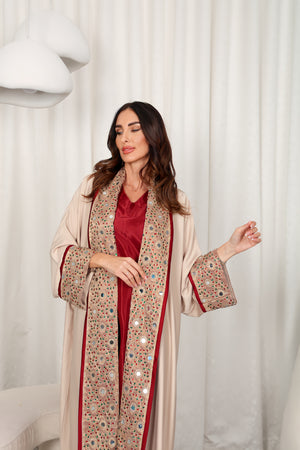 Pink Kaftan – Dantel With 3D Handmade Embroidery Flower