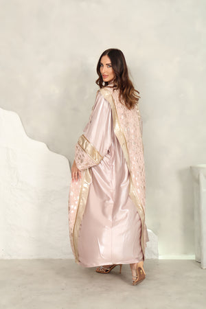 White Abaya – Taffta With Sequence Embroidery Off Design