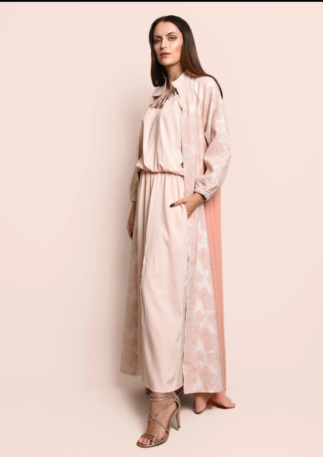 Peach Linen Abaya