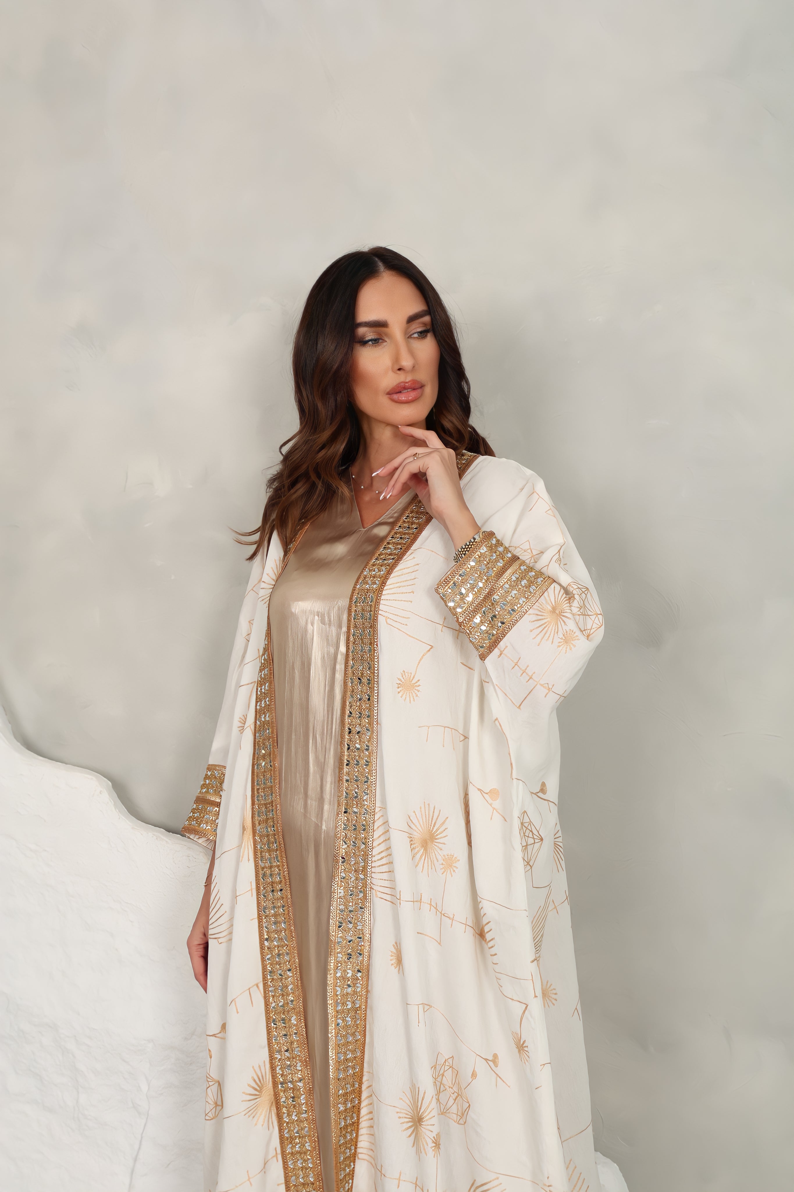 Off White Linen Abaya