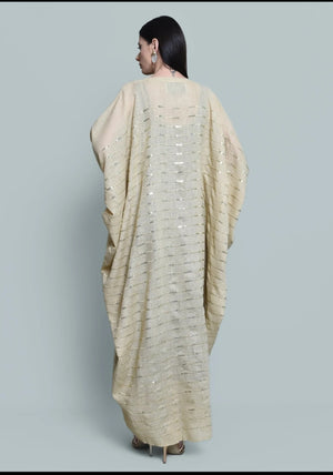Beige Embroidered Bisht Abaya
