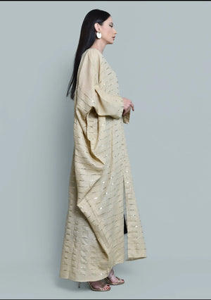 Beige Embroidered Bisht Abaya