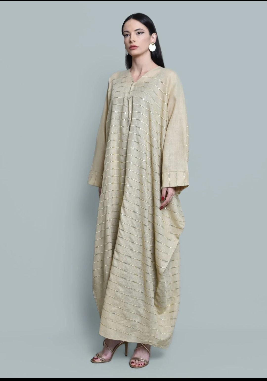 Beige Linen Abaya