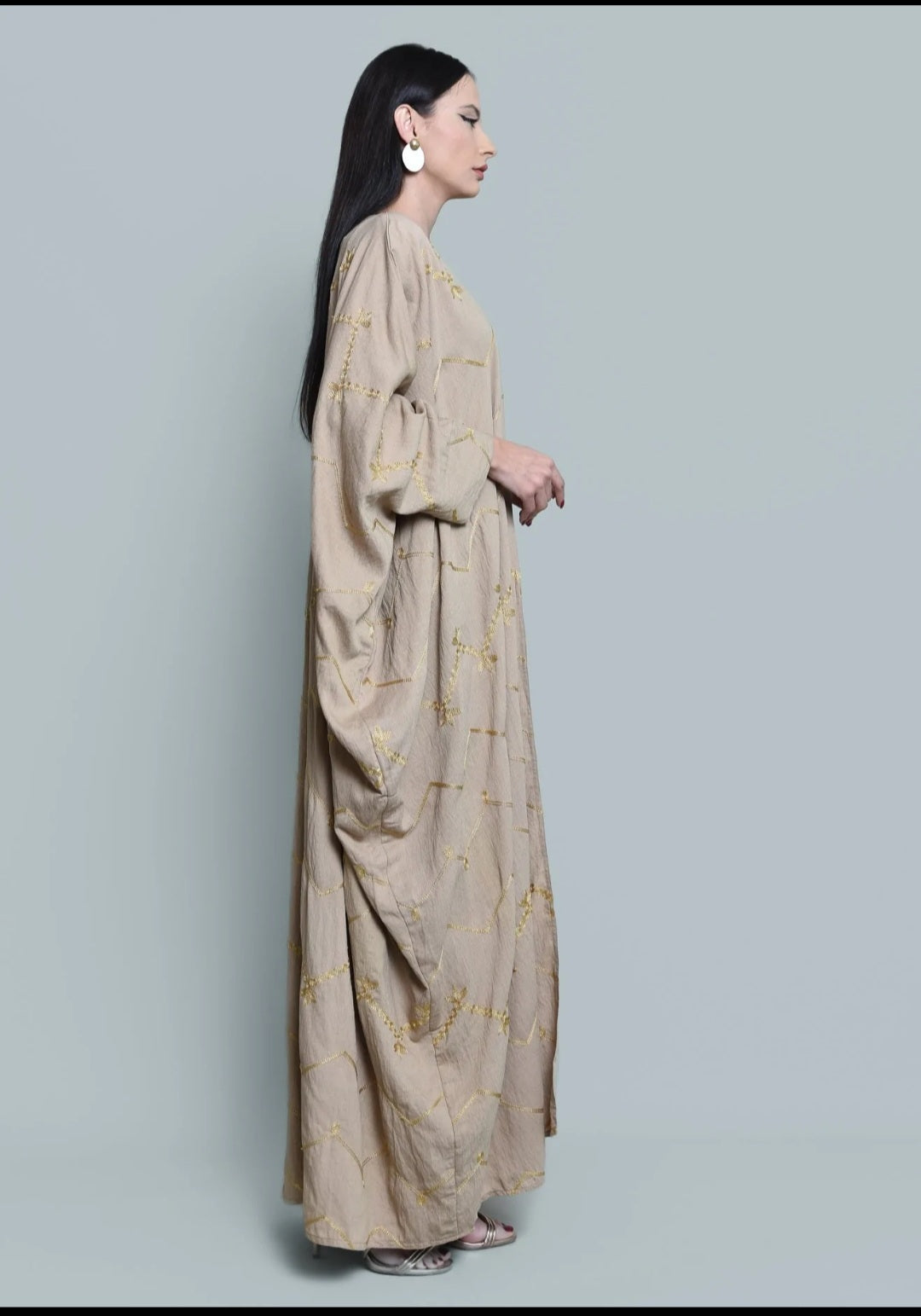 Beige Linen Abaya