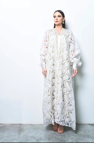 White Lace Organza Kaftan