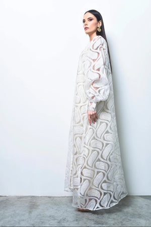 White Lace Organza Kaftan