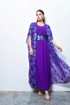 Purple Abaya with Embroidery