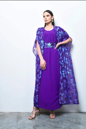 Purple Abaya with Embroidery