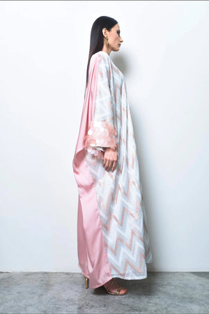 Pink Crepe And Sequence Abaya