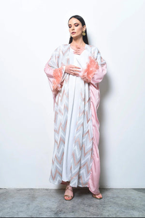 Pink Crepe And Sequence Abaya