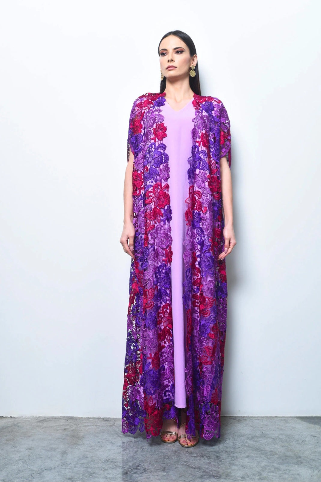 Purple Dantel Kaftan