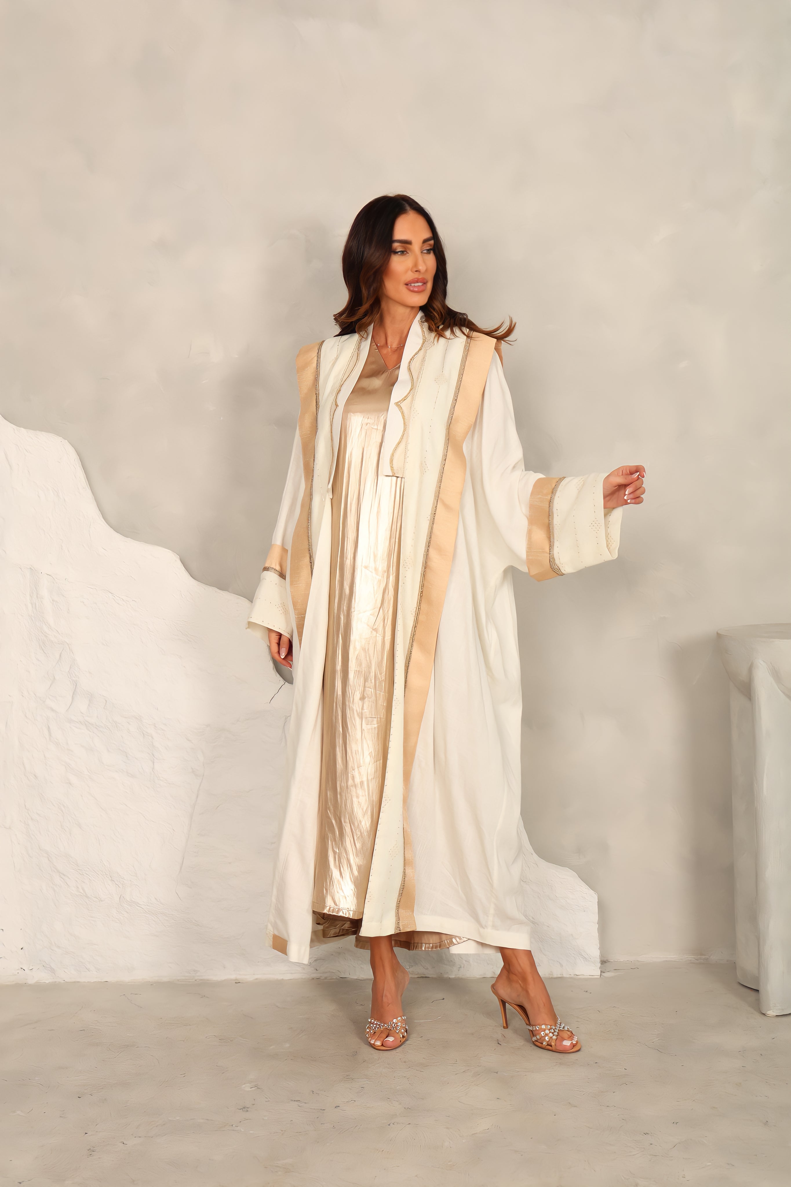 Off White Linen Abaya