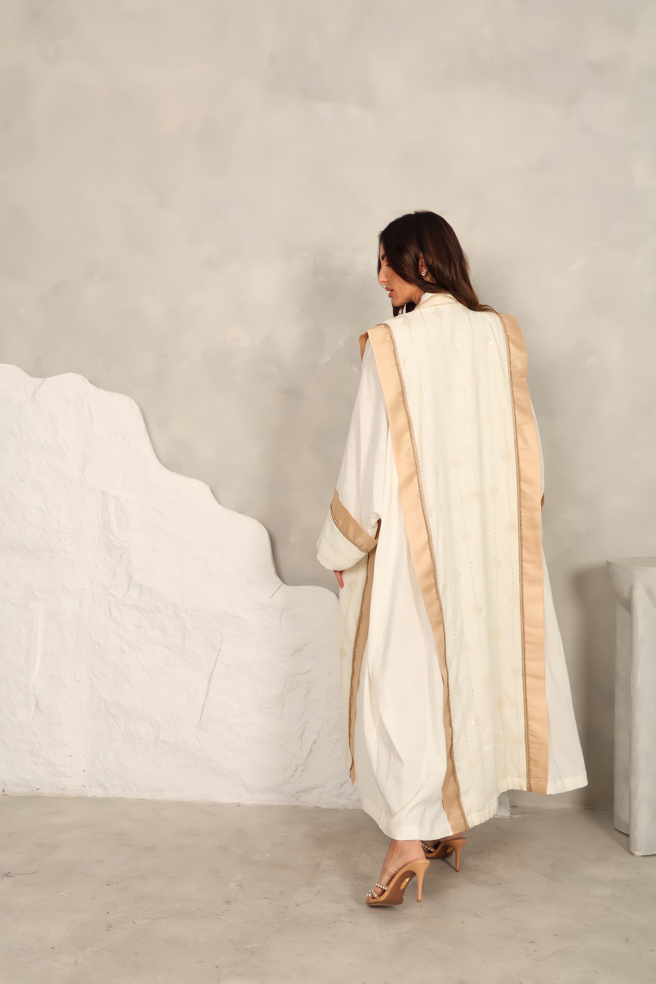 Off White Linen Abaya