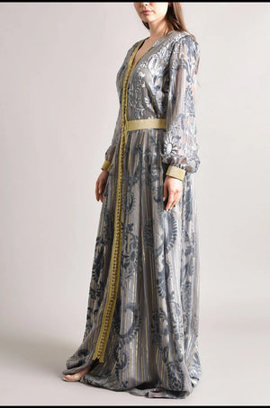 Chiffon Grey Kaftan – Velvet Design