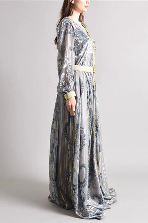 Chiffon Grey Kaftan – Velvet Design