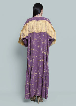 Purple Crepe Abaya with Tassels