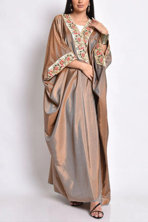 Camel Taftta Kaftan with Embroidery