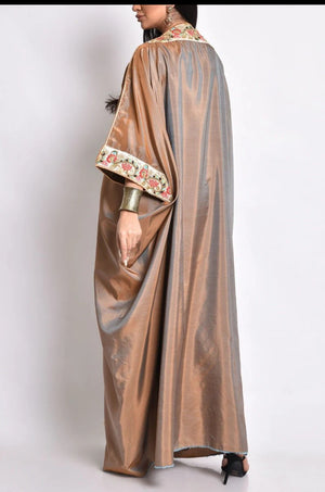Camel Taftta Kaftan with Embroidery