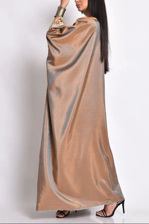 Camel Taftta Kaftan with Embroidery