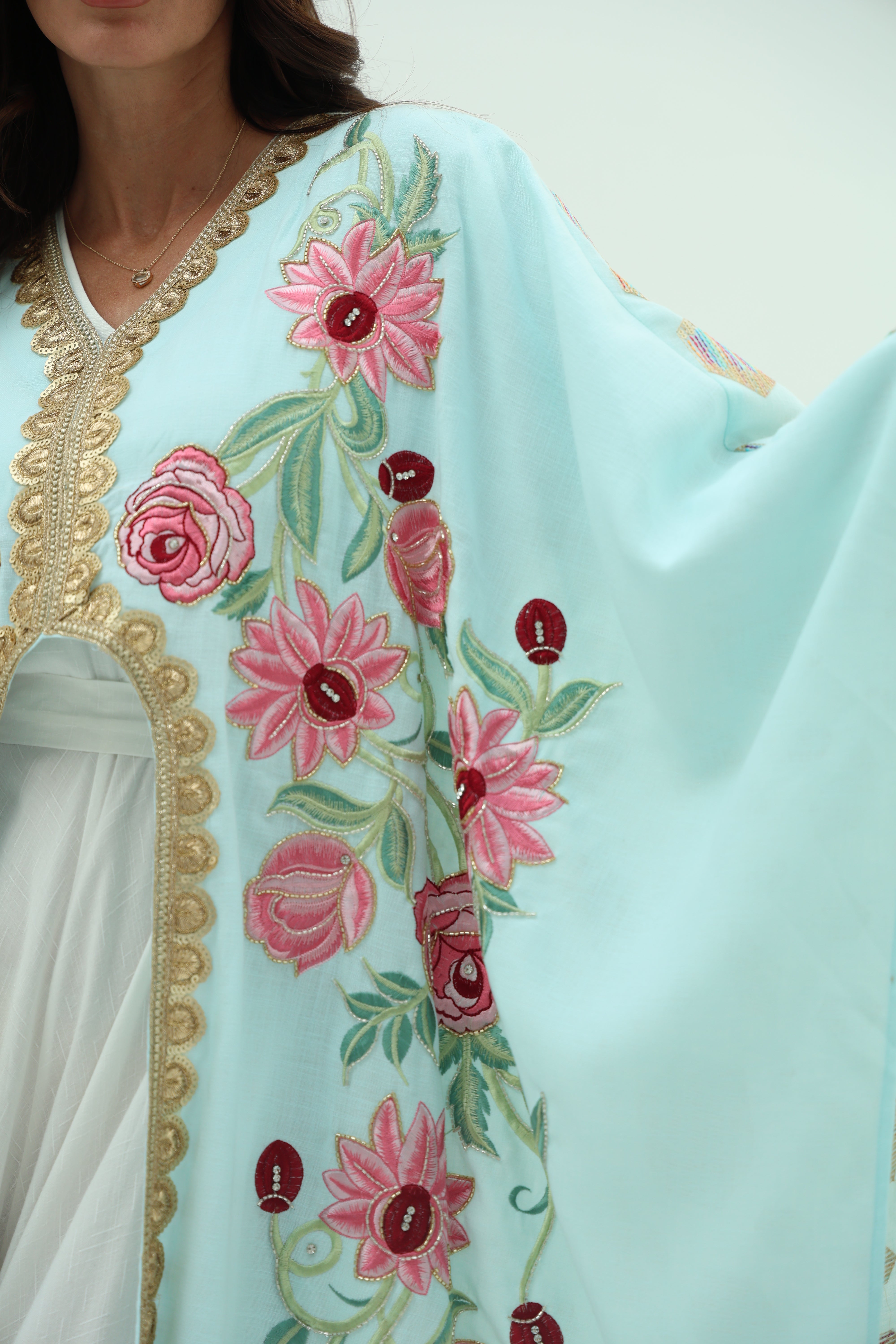 Sky Blue Linen Abaya