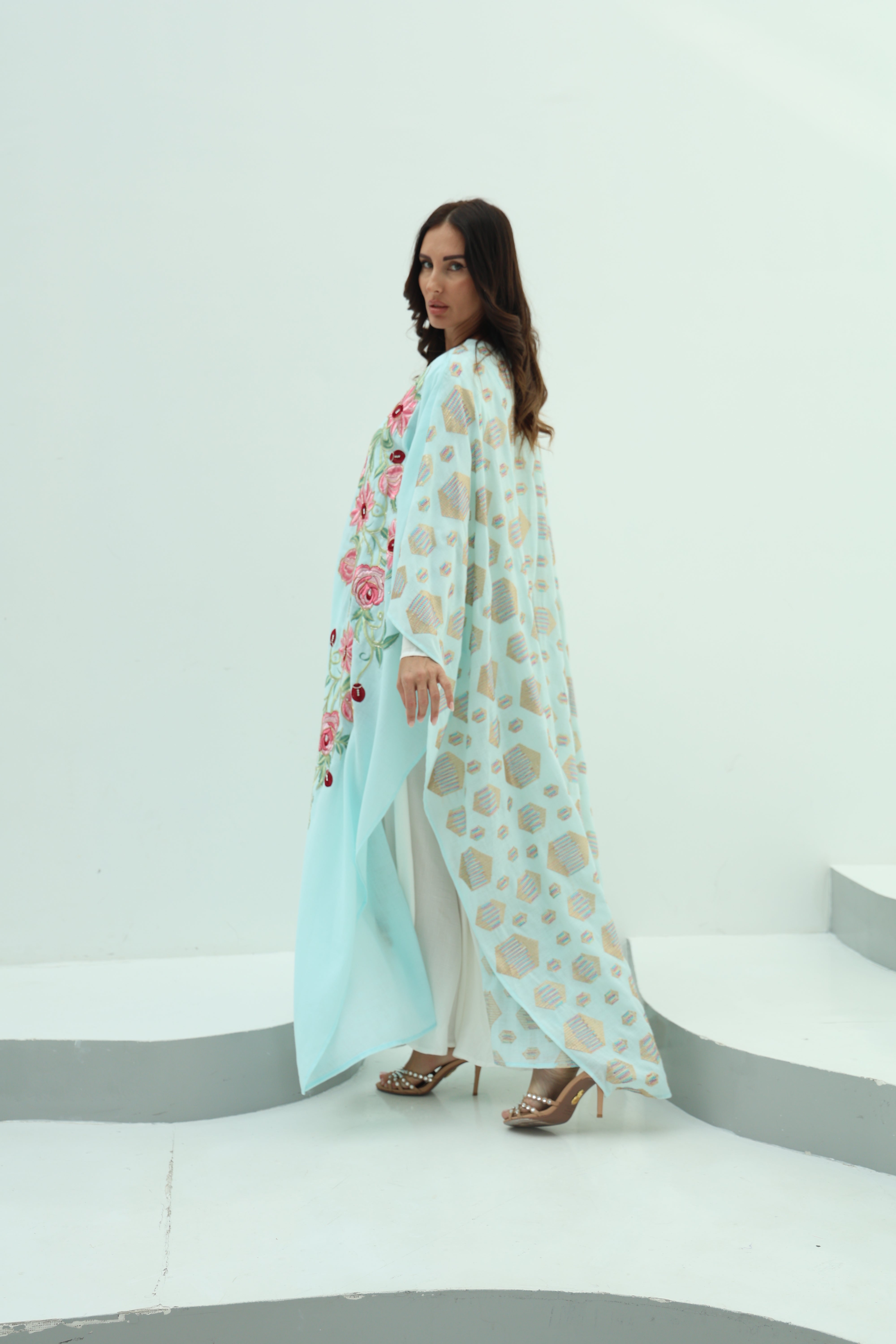 Sky Blue Linen Abaya