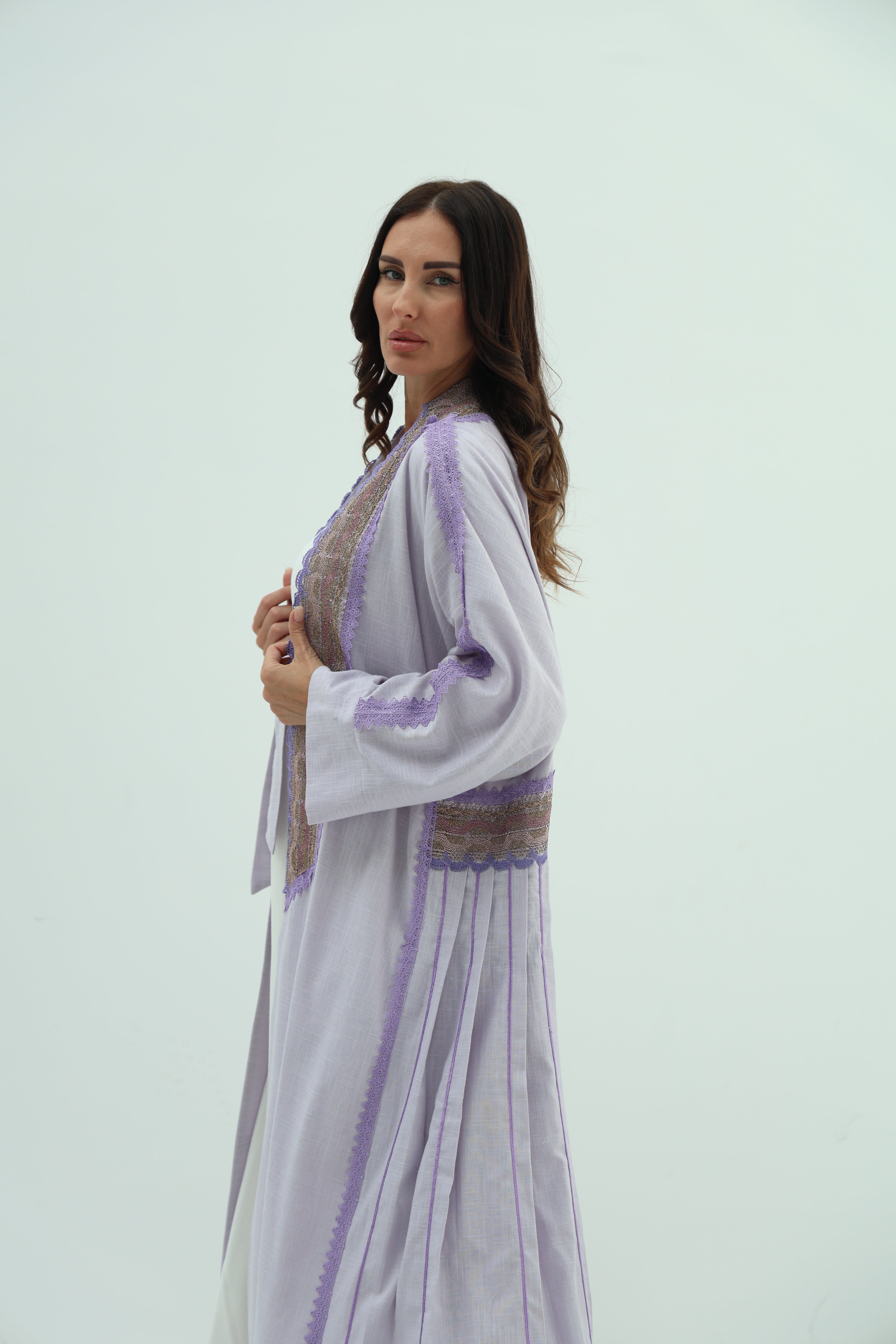 عباية كتان بنفسجية فاتحة