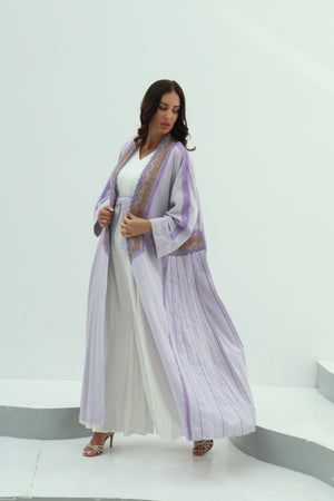 Linen abaya – lilac