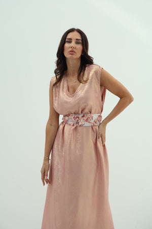 Crepe abaya pink set – shiny