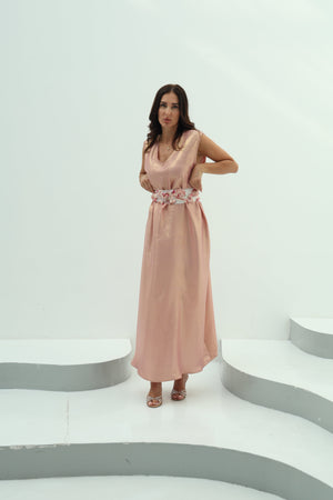 Crepe abaya pink set – shiny