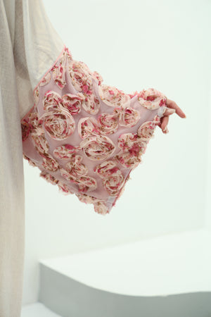 Crepe abaya pink set – shiny