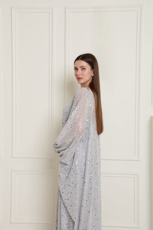 Silver Embroidered Knit Kaftan