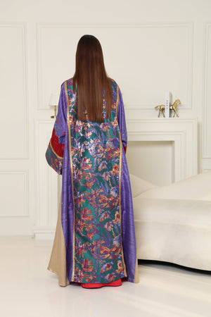 Burgundy Brokar Velvet Abaya