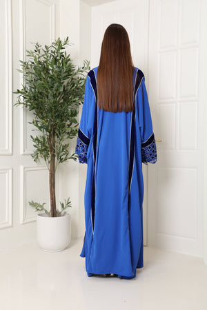 Blue Cut-Out Crepe Abaya