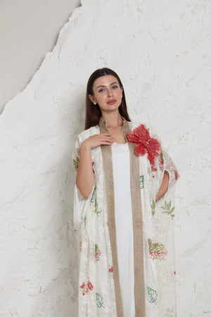 Off-White Tulle Evening Kaftan Set