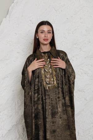 Bronze Embroidered Metalic Georgette Kaftan