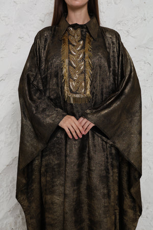 Bronze Embroidered Metalic Georgette Kaftan