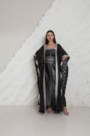 Black Embroidered Dantel Kaftan