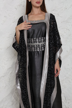 Black Embroidered Dantel Kaftan