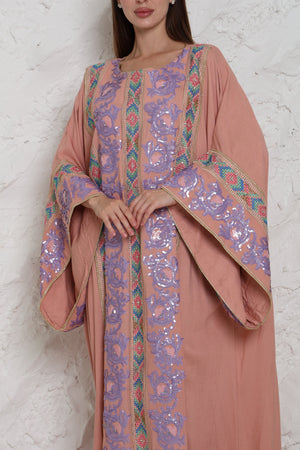 Pink Embroidered Crepe Kaftan