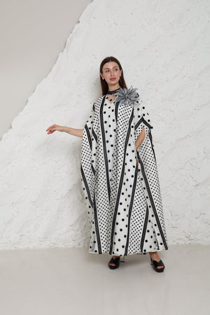 White Cut-Out Tulle Kaftan