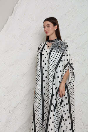 White Cut-Out Tulle Kaftan