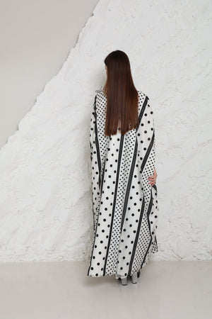 White Cut-Out Tulle Kaftan